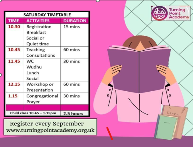 Saturday Weekly Term Time Study Sessions for Ladies